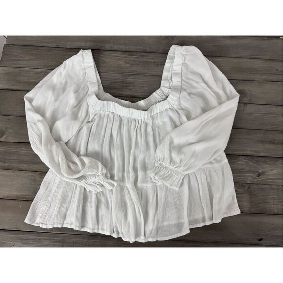 ASOS Square Neck Crinkle Smock Ivory White Smock‎ Top Size 10 - Picture 5 of 9